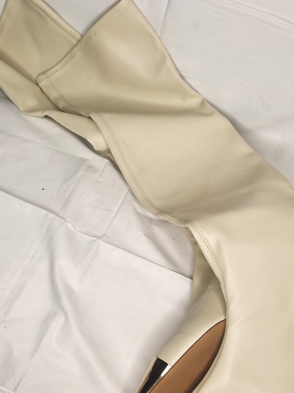 Katy Perry Collections Cream Pointed Toe Boots with Metallic Over The Knee - Picture 7 of 7